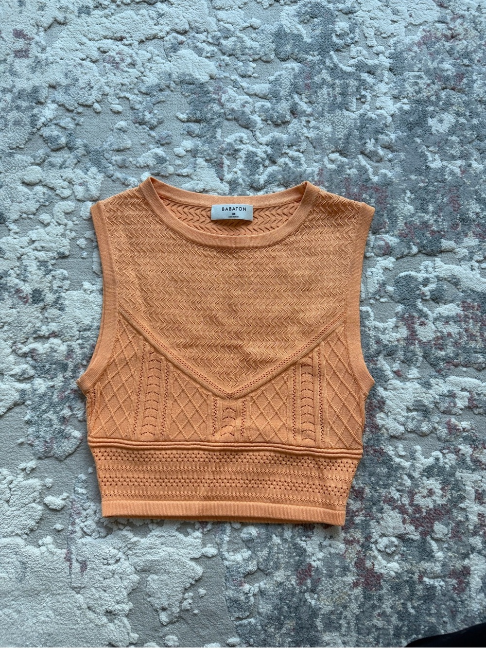 Babaton Peach-Orange Knit Cropped Tank